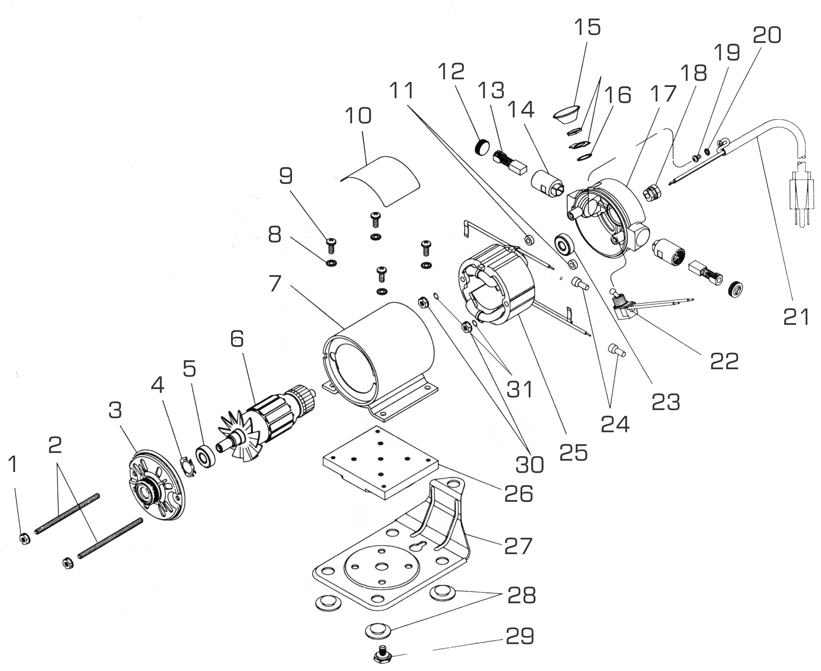 Dumore Series 1 Flexible Shaft Grinder Replacement Parts | Motor