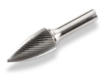 Dumore Rotary File (Carbide Bur) R877-0059 for Dumore Grinders | 1/4" Shank, Pointed Tree, 1/2" Cutting Diameter, 1" Cutting Length
