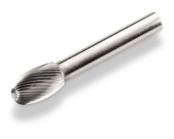 Dumore Rotary File (Carbide Bur) R877-0052 for Dumore Grinders | 1/4" Shank, Oval, 3/8" Cutting Diameter, 3/8" Cutting Length