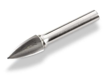 Dumore Rotary File (Carbide Bur) R877-0058 for Dumore Grinders | 1/4" Shank, Pointed Tree, 3/8" Cutting Diameter, 3/4" Cutting Length